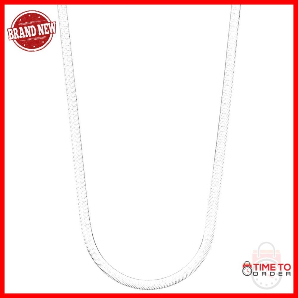 4.5mm Sterling Silver Herringbone Chain Necklace 16 Inch Lobster Clasp
